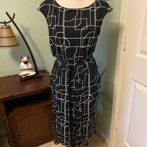 Elegant Black and White Geometric Dress